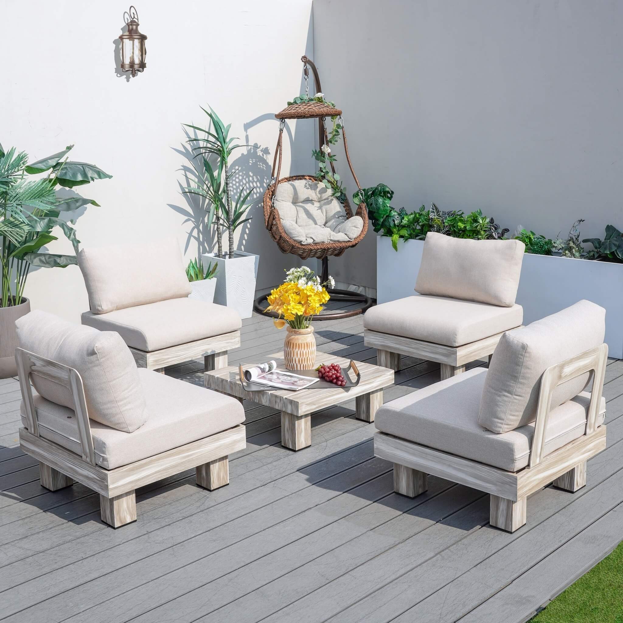 Armless 4-Seat Patio Sofa Set (PAS-2510-4S-Armless-SET) - Abrihome