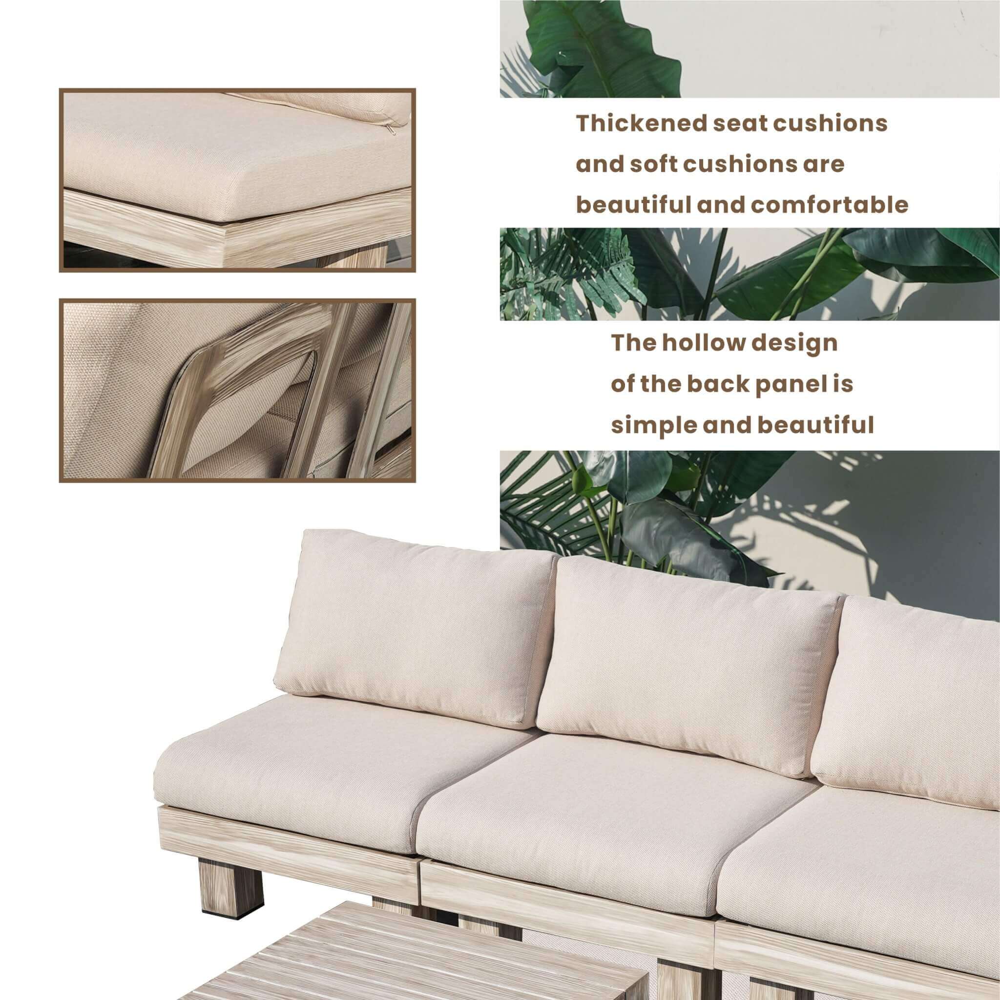 Armless 5-Seat Patio Sofa Set (PAS-2510-5S-Armless-SET) - Abrihome