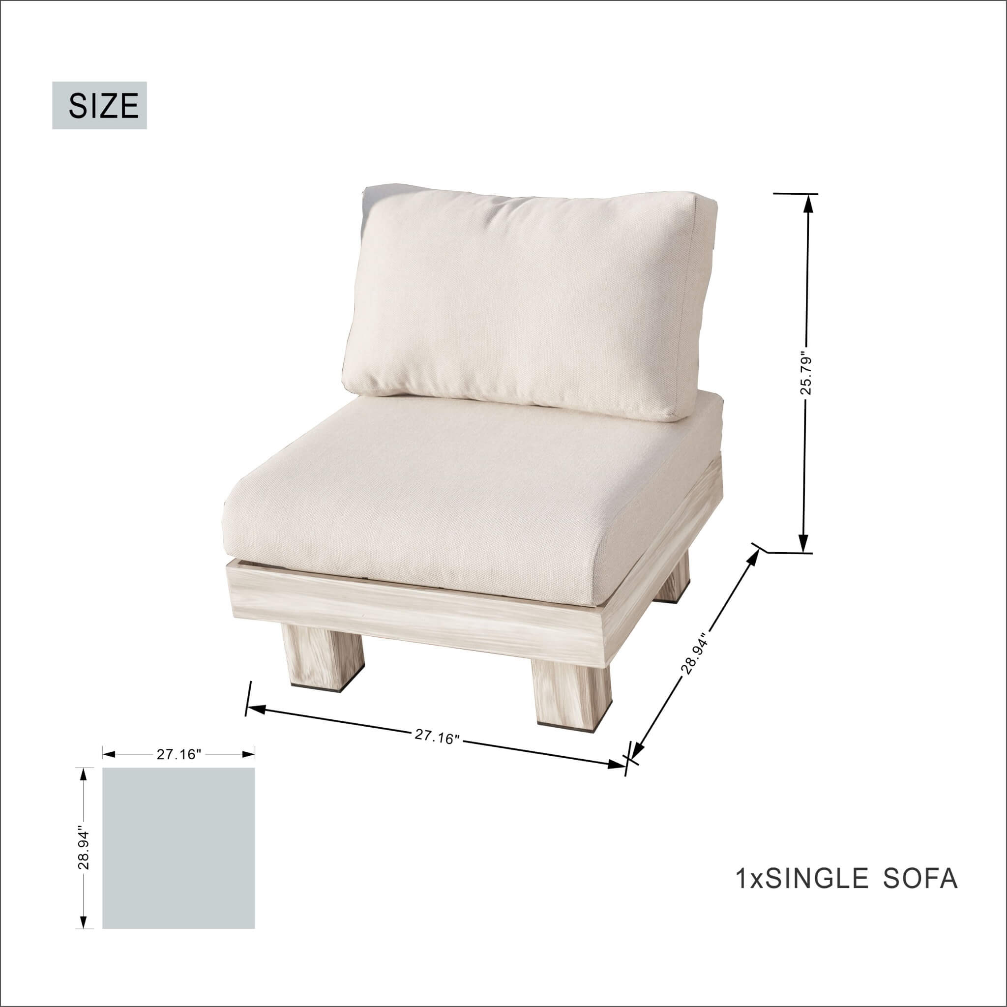 Armless 7-Seat Patio Sofa Set (PAS-2510-7S-Armless-SET) - Abrihome