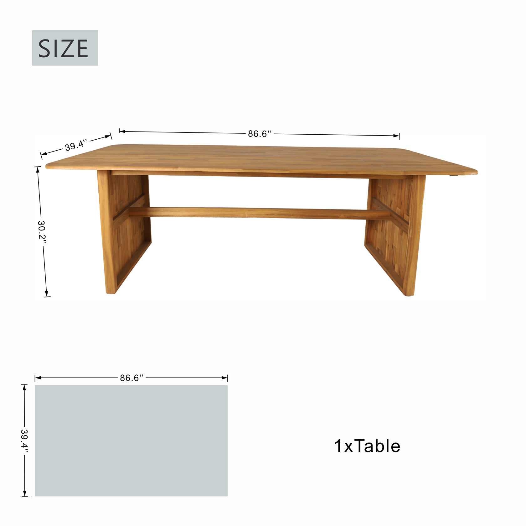 6-Seat Acacia Wood Outdoor Dining Set with Cushions(PAD-2517-TA+SC*6) - Abrihome