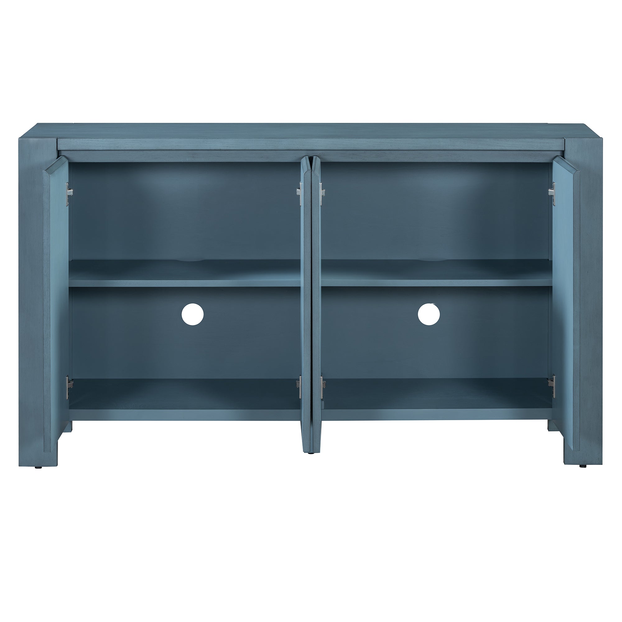 TREXM Retro 4-door Sideboard with Distressed Finish and Adjustable Shelves for Dining Room, Kitchen, and Living Room (Navy) - Abrihome