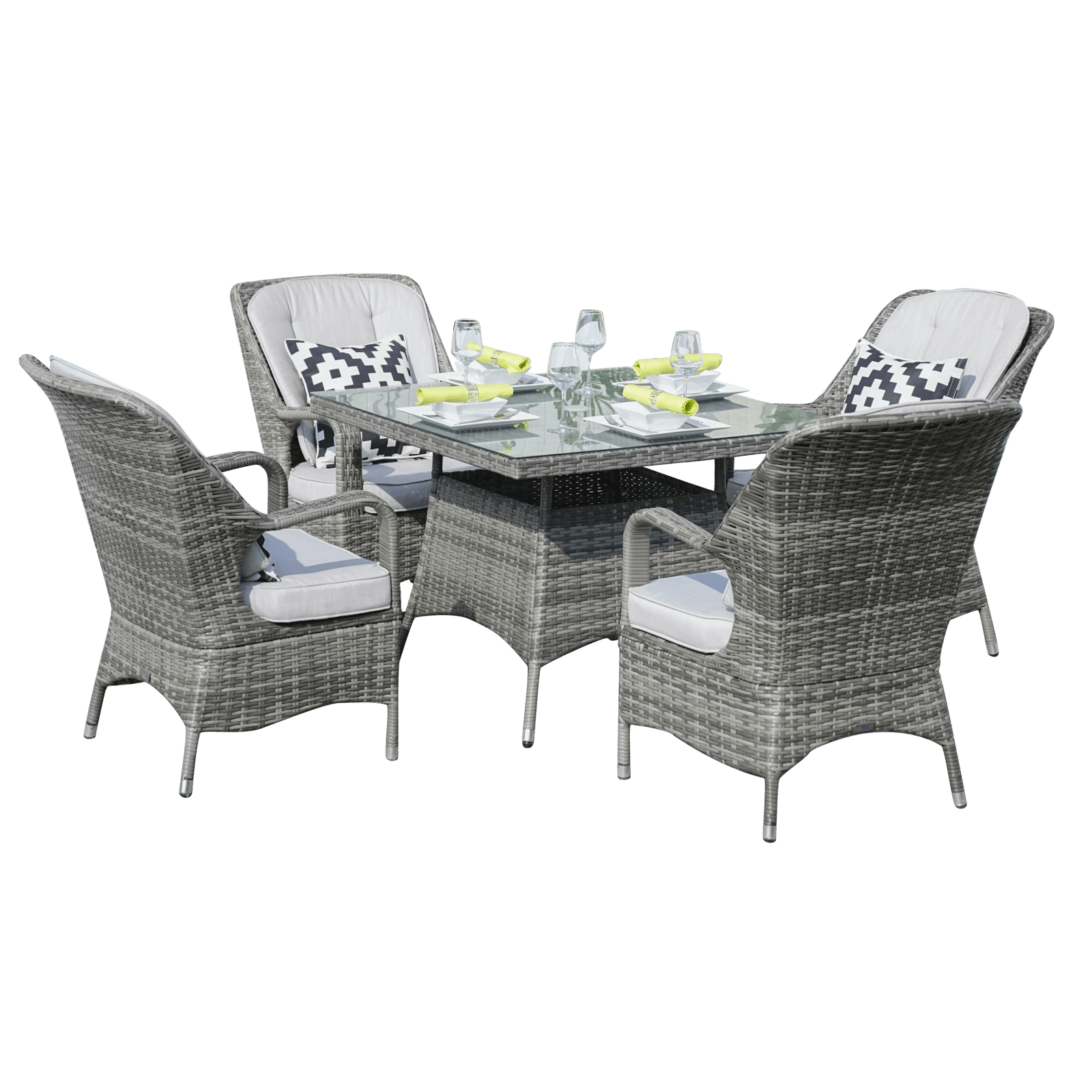 4-Seat Outdoor Dining Set with Cube Dining Table (PAD-1710-SET) - Abrihome