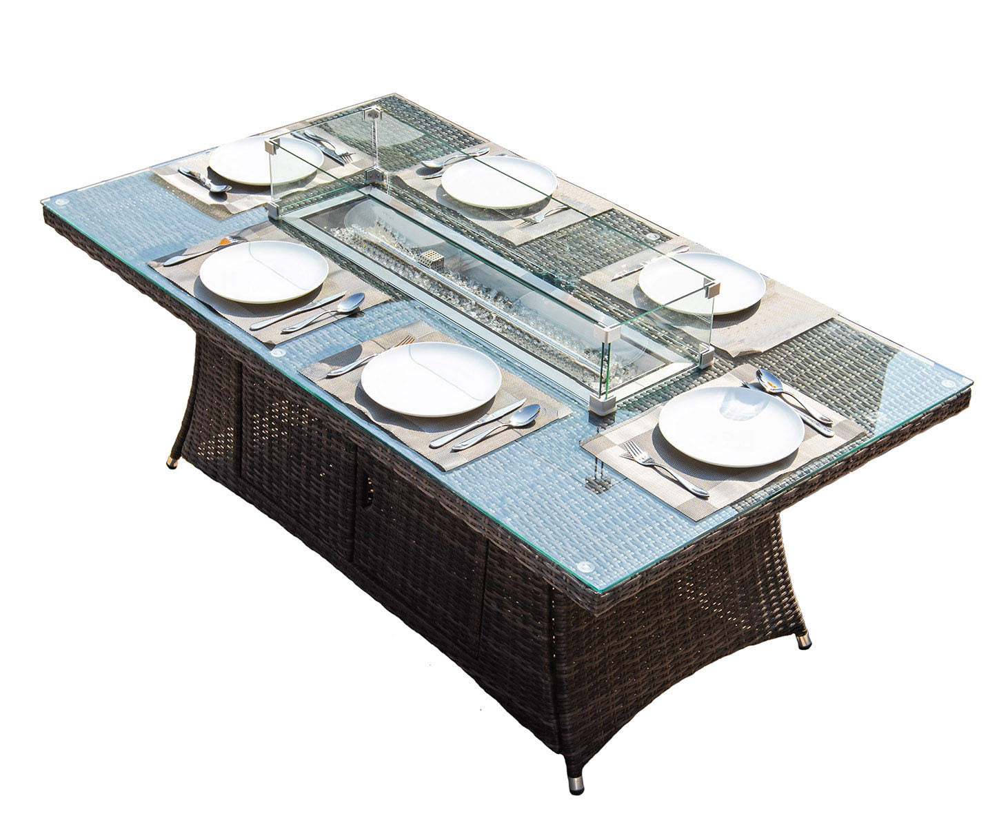 Abrihome 6 Seat Rectangular Fire Pit Dining Table(TABLE ONLY)