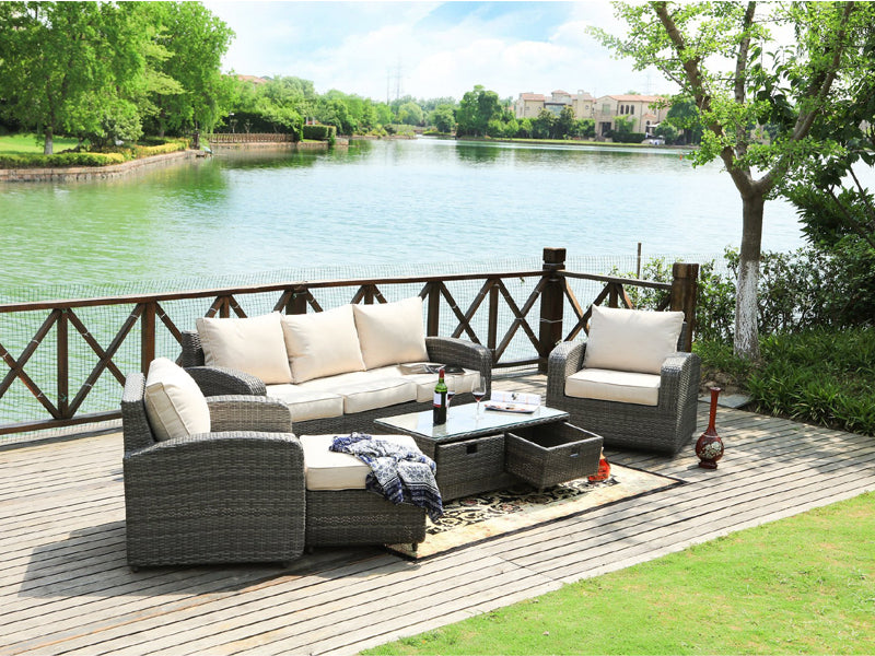 Abrihome Gray 5pc Patio Garden Furniture Sofa Set Sectional,Grey
