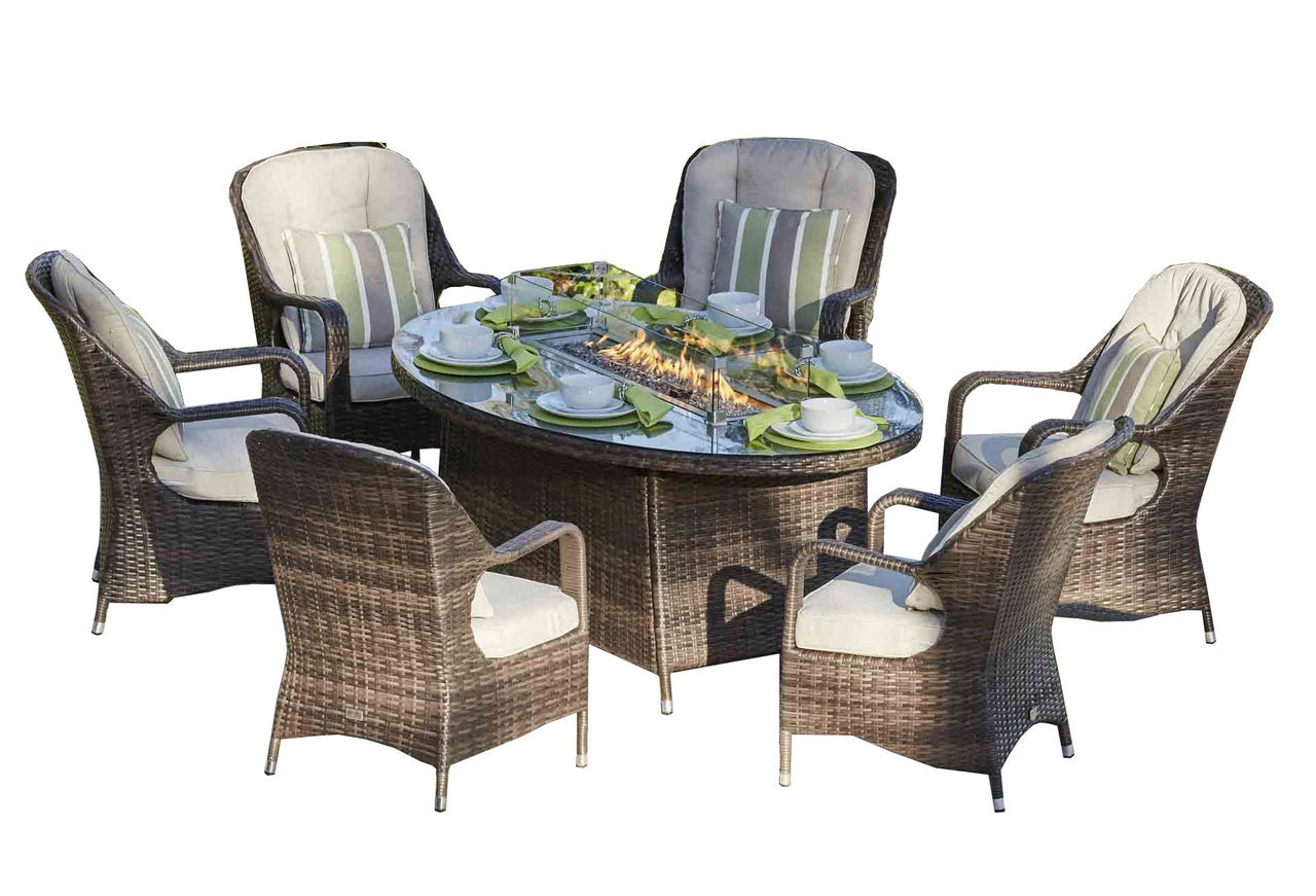 Abrihome 6 Seat Oval Fire Pit Dining Table(TABLE ONLY)