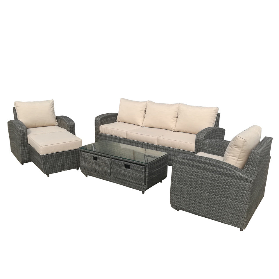 Abrihome Gray 5pc Patio Garden Furniture Sofa Set Sectional,Grey