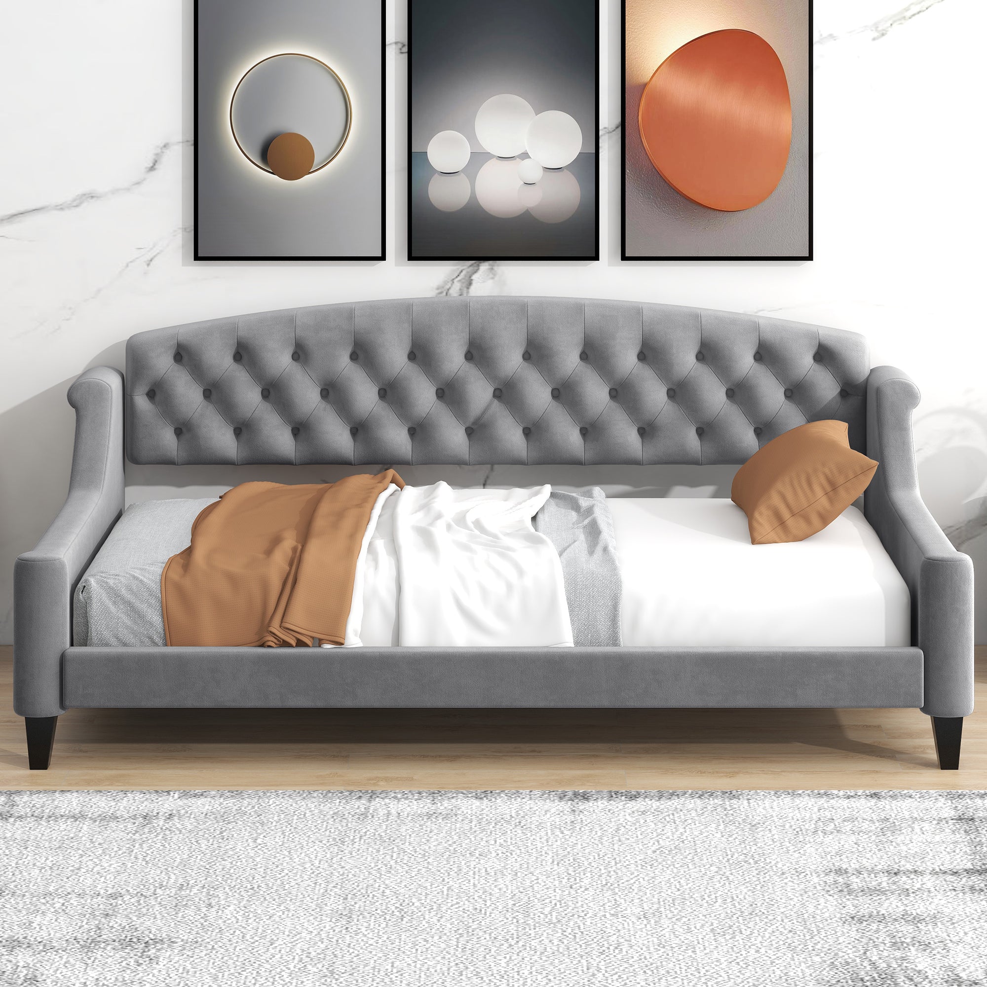 Modern Luxury Tufted Button Daybed,Twin,Gray