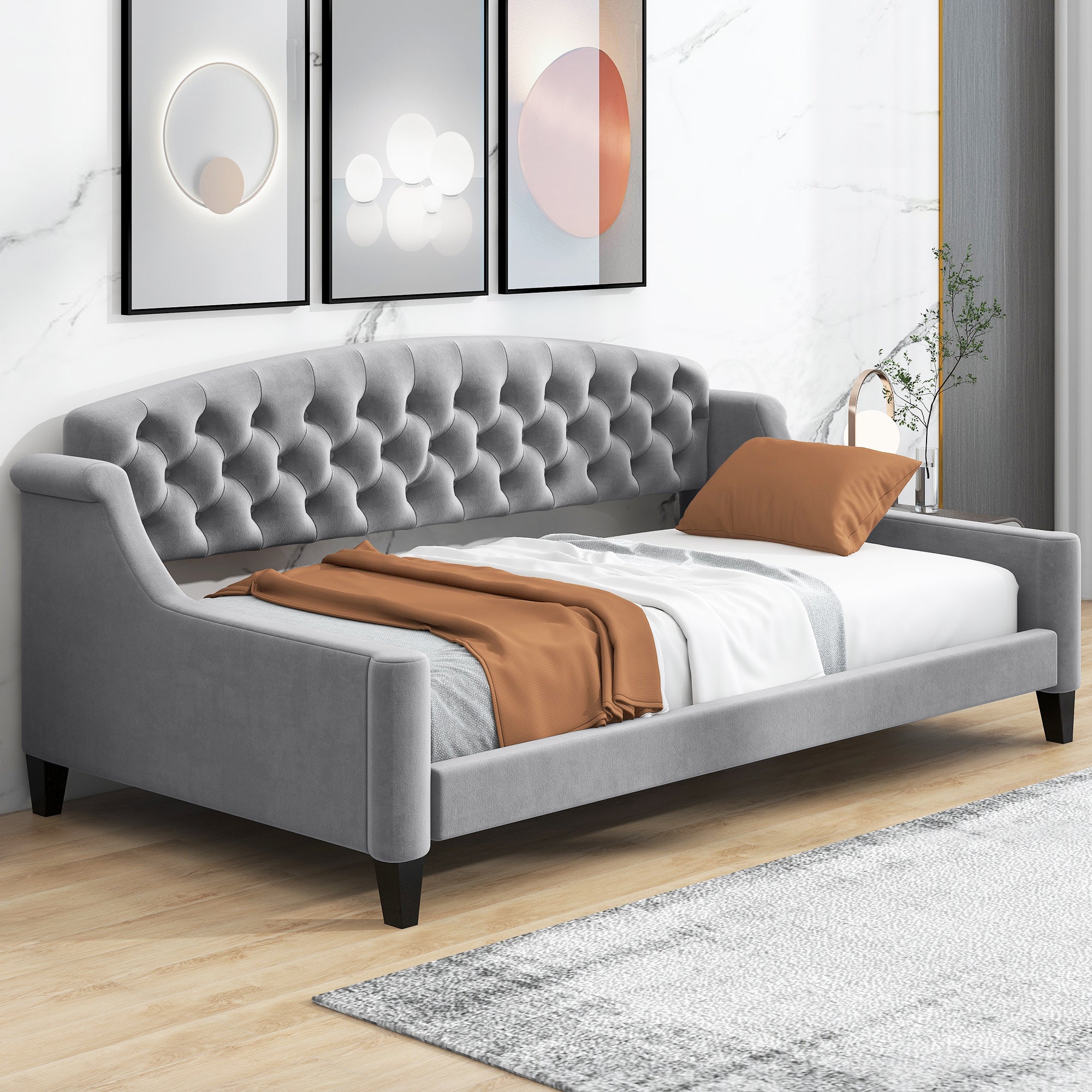 Modern Luxury Tufted Button Daybed,Twin,Gray