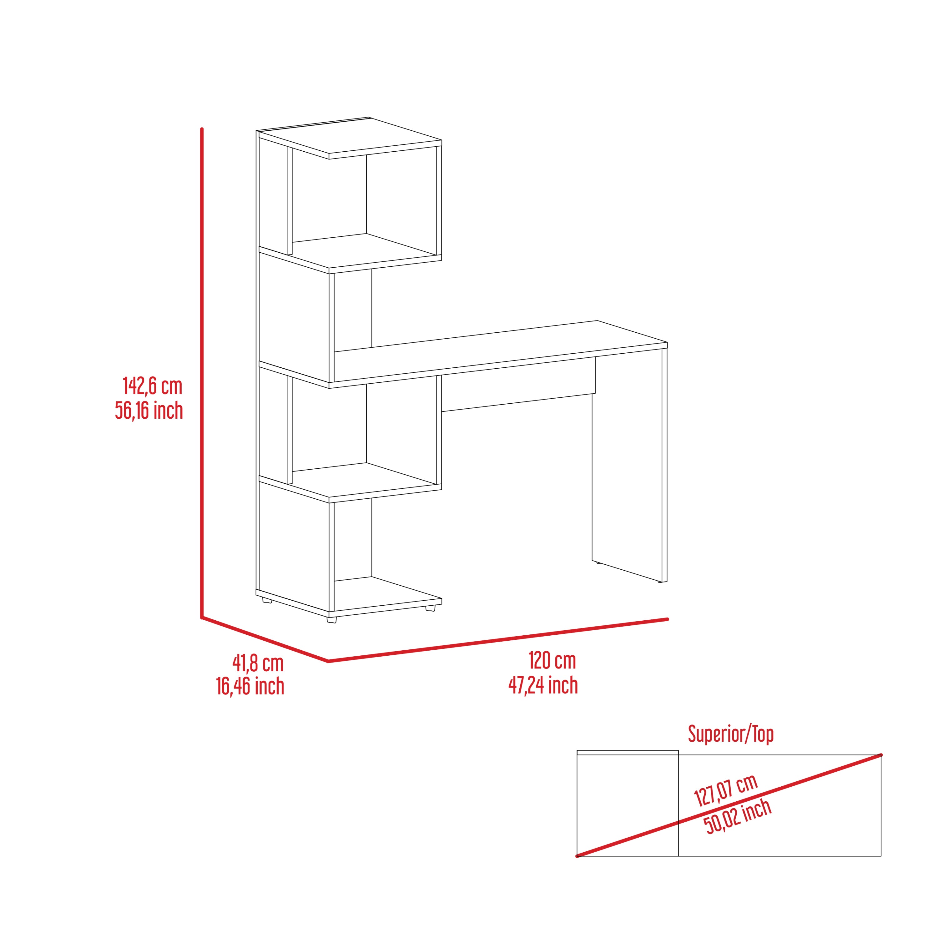 Vik Desk with Storage Cabinets, Four Shelves