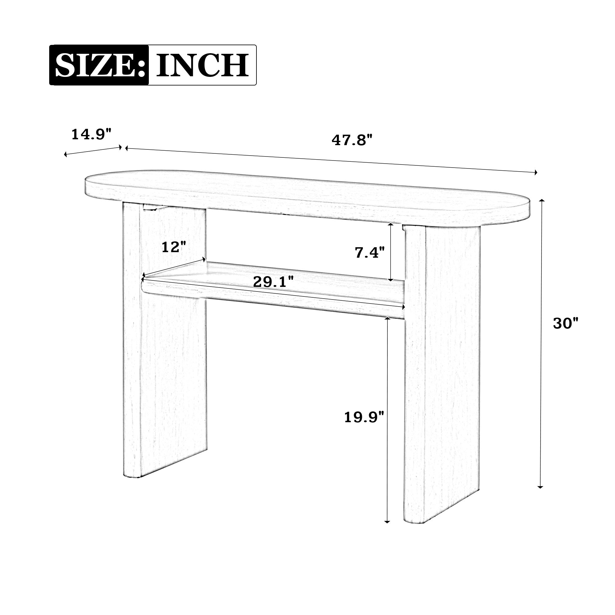TREXM Elegant Minimalist Console Table with Rounded Edges and Sturdy Shelf Design for Entryway, Living Room(Espresso)