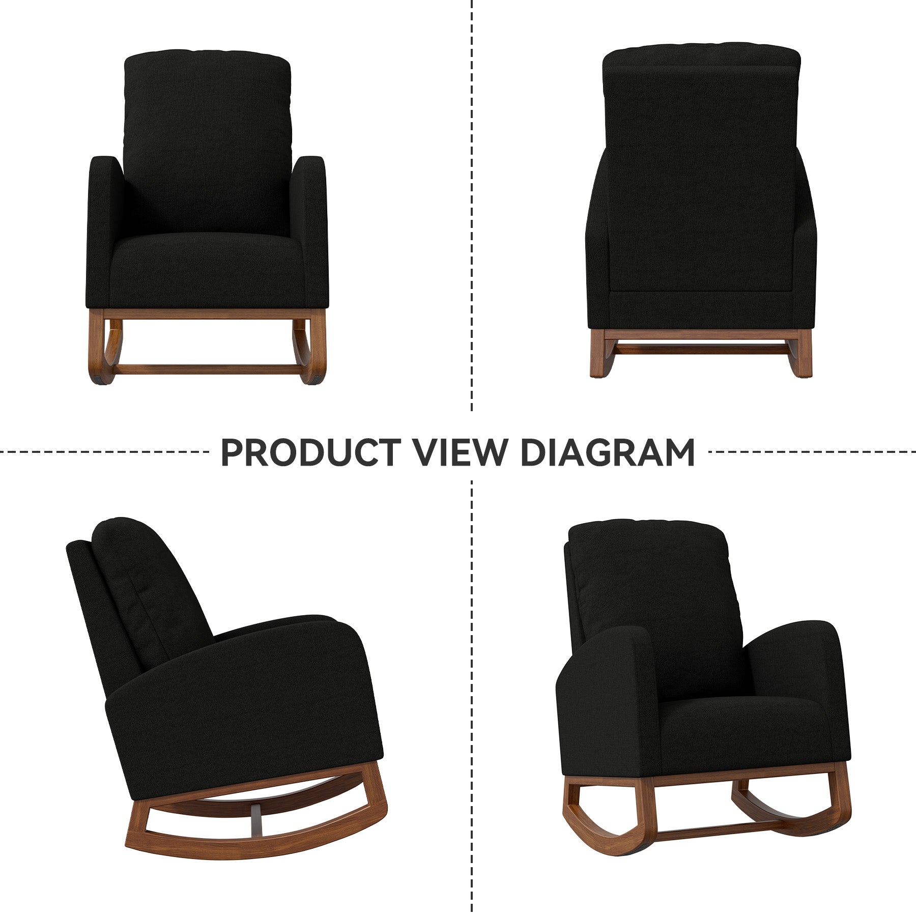 105-Degree Rocking Chair – Multiple Colors, 300 lbs Weight Capacity, Soft and Breathable, Sturdy and Stable