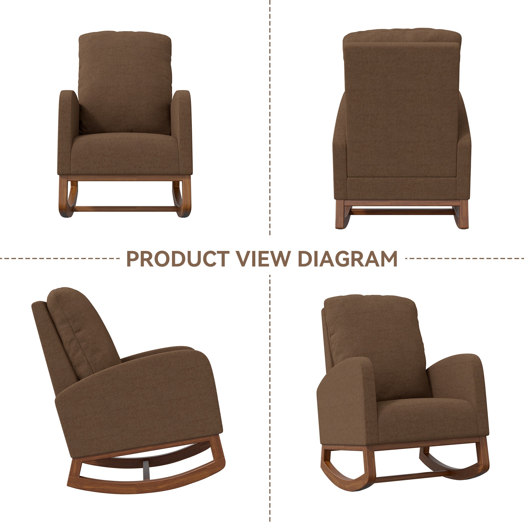 105-Degree Rocking Chair – Multiple Colors, 300 lbs Weight Capacity, Soft and Breathable, Sturdy and Stable