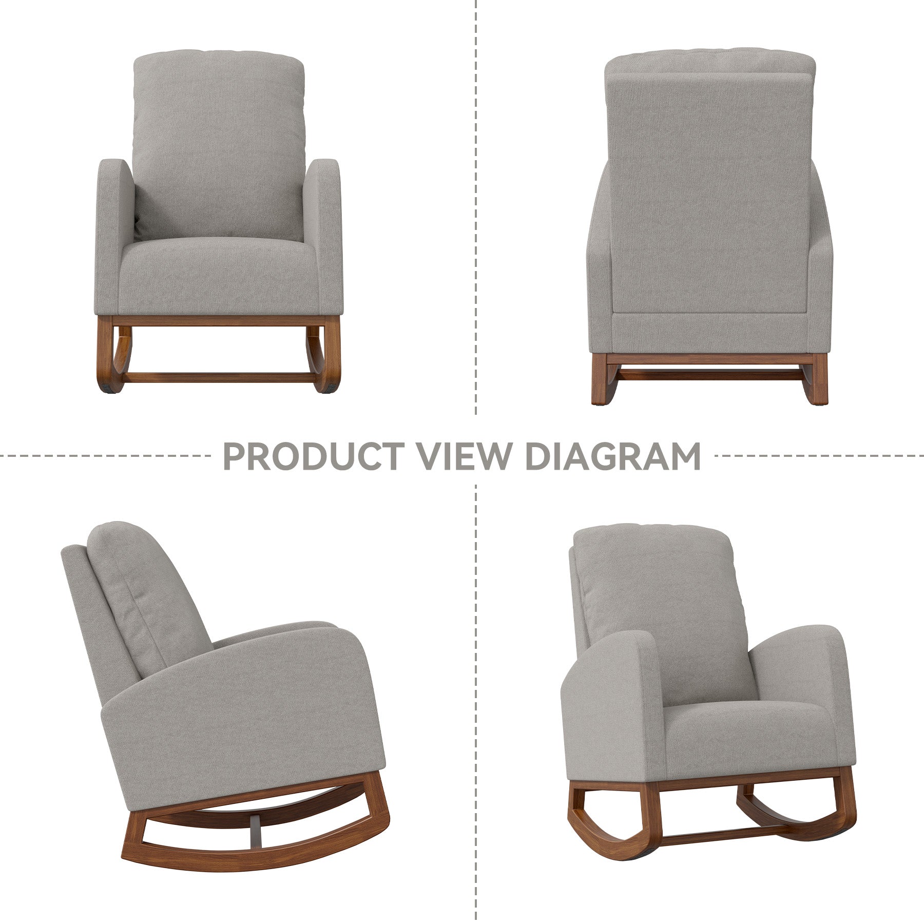 105-Degree Rocking Chair – Multiple Colors, 300 lbs Weight Capacity, Soft and Breathable, Sturdy and Stable