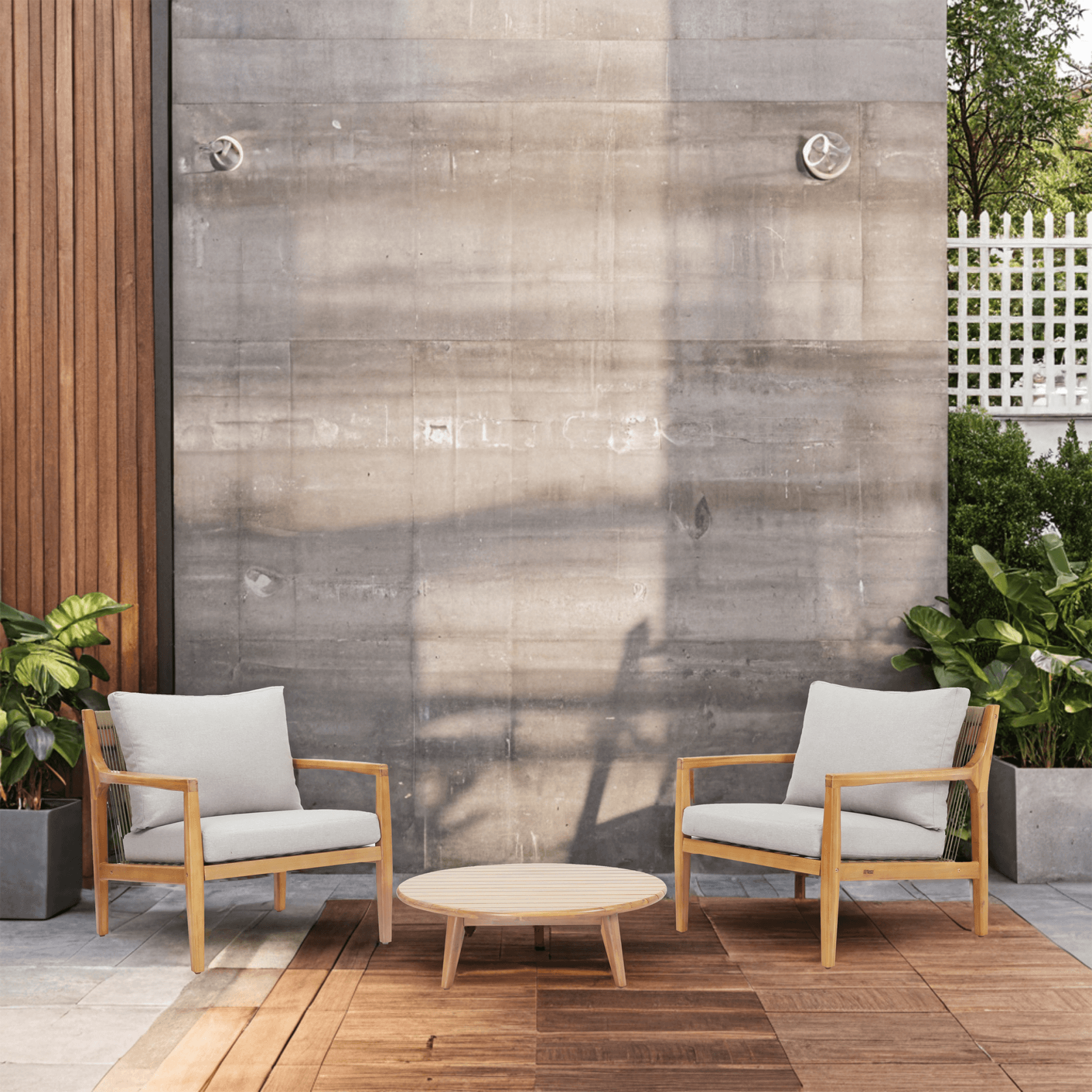3-Piece Rustic Acacia Wood Outdoor Set – 2 Chairs & Coffee Table(PAS-2513-SC*2+TA)