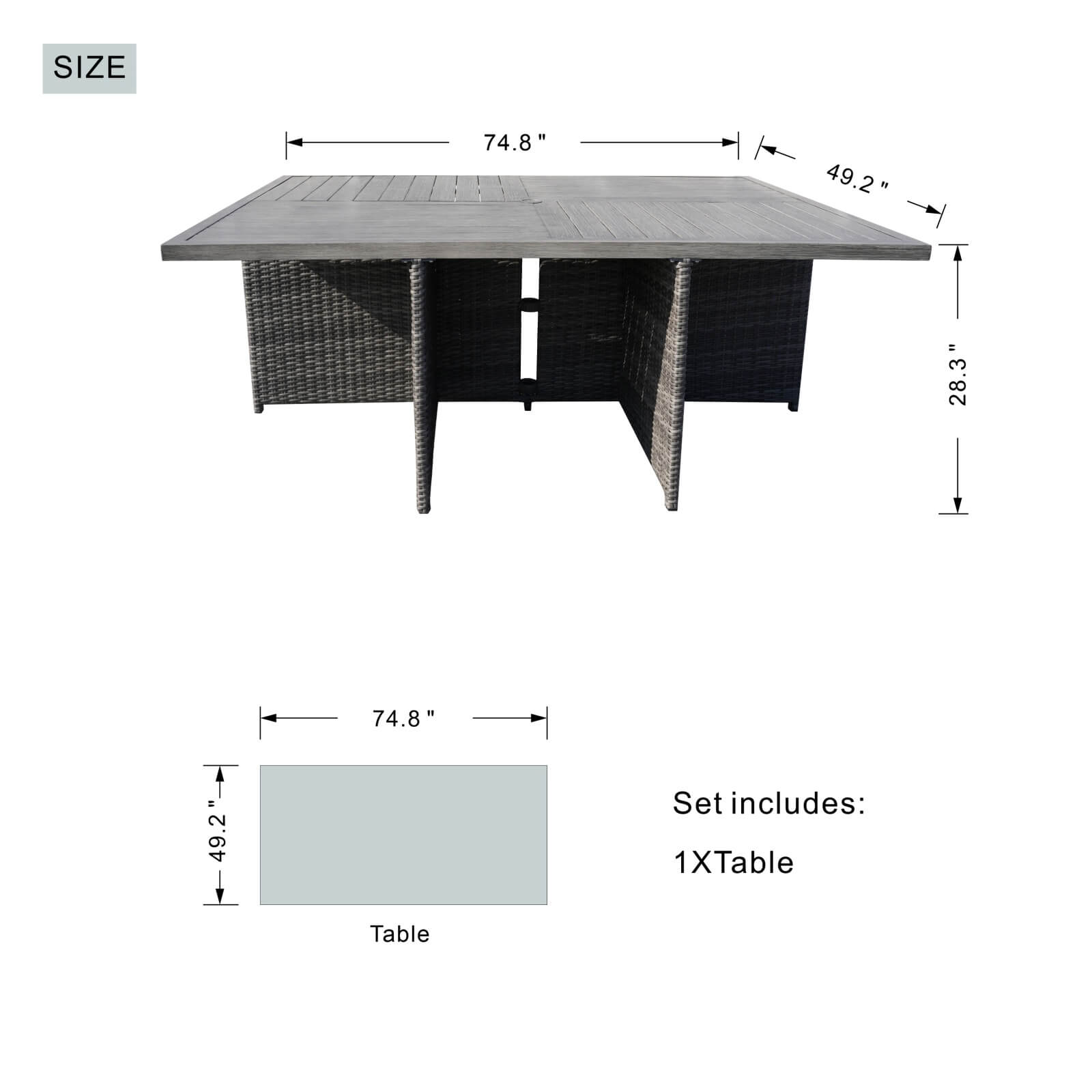 6-Seat Rectangular OutdoorDining Table—Table Only(PAD-3234-TA)