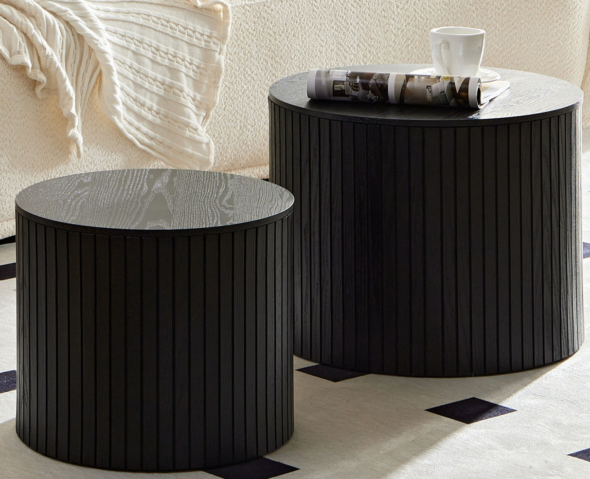 Nested table set 2 pieces, MDF coffee table set Living room/lounge area, black