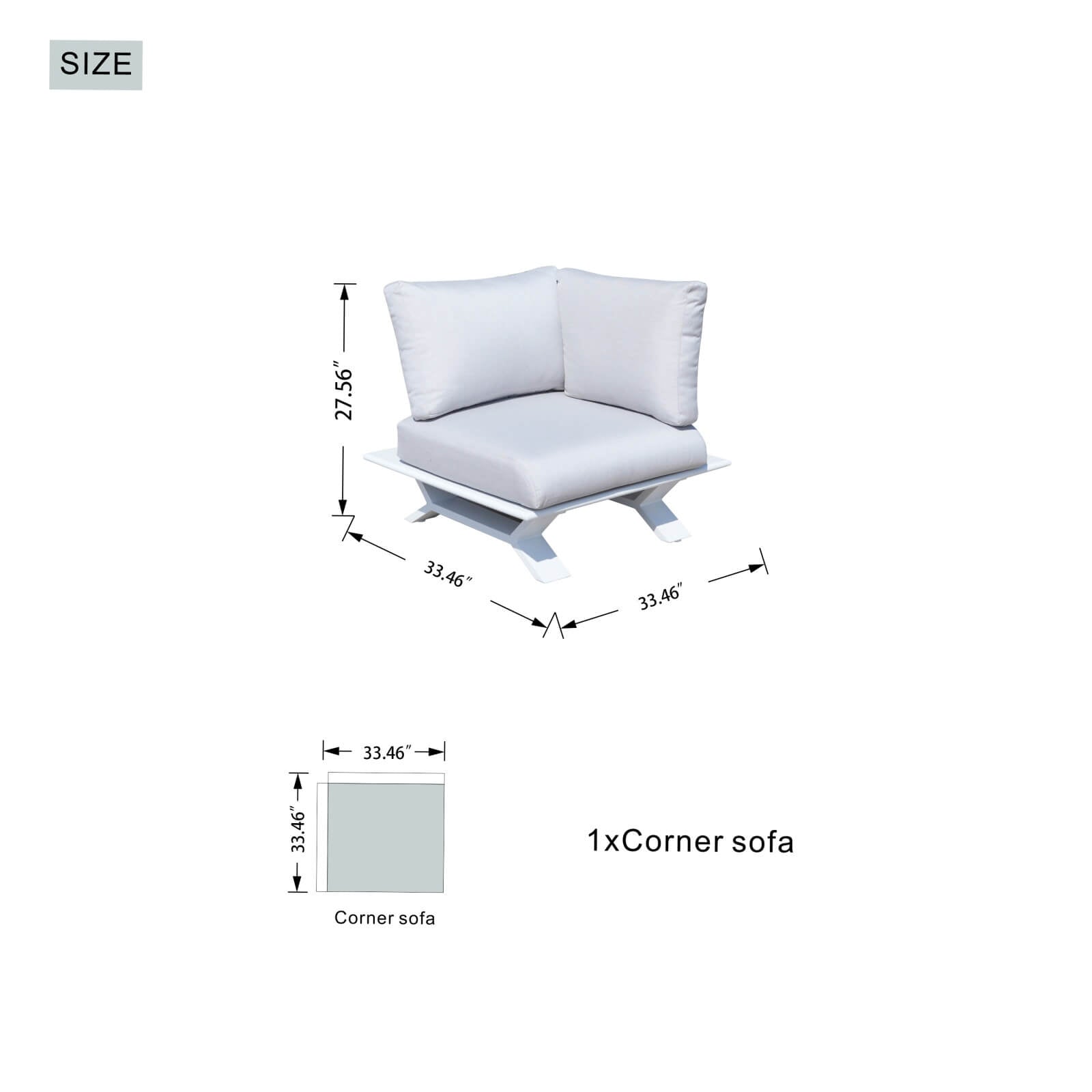 6 Seat Corner Sofa Set with TerraFlame Fire Pit Table(PAS-2323-WH+2170-BR)