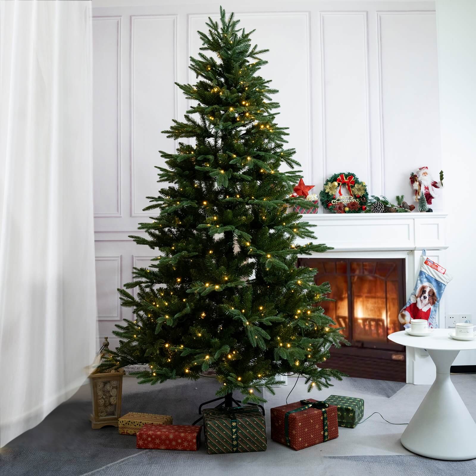 6FT Artificial Christmas Tree with Optional Pre-Lit LED Lights(PJT-2503-6FT)