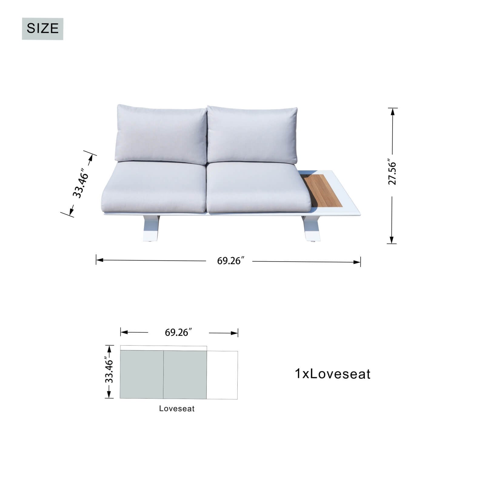 6 Seat Corner Sofa Set with TerraFlame Fire Pit Table(PAS-2323-WH+2170-BR)