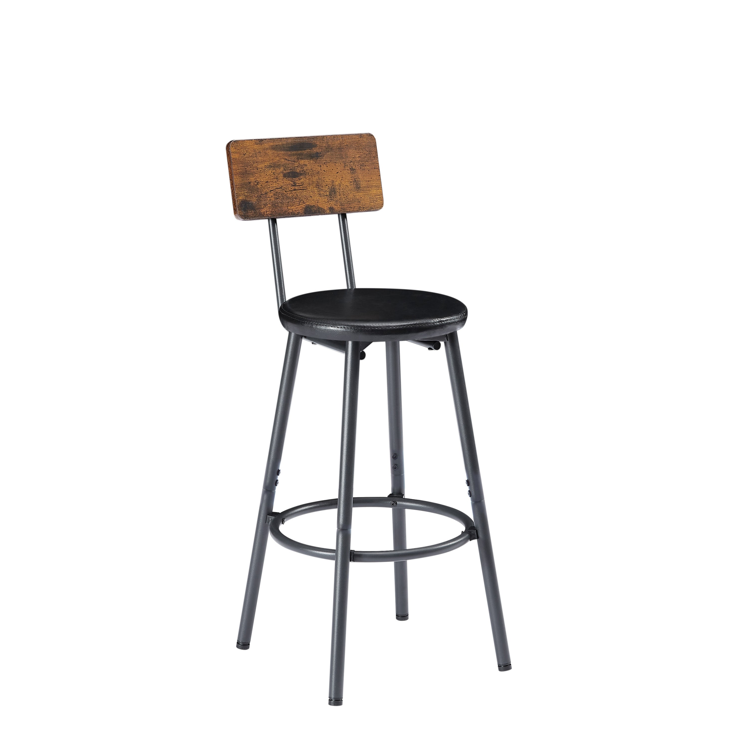 Long Bar Table Set with 3 PU Upholstered Bar Stools, Industrial Bar Table and Chairs for Kitchen Breakfast Table, Living Room, Banquet Hall, Rustic Brown and Black, 63″L x15.7"W x 37.5"H