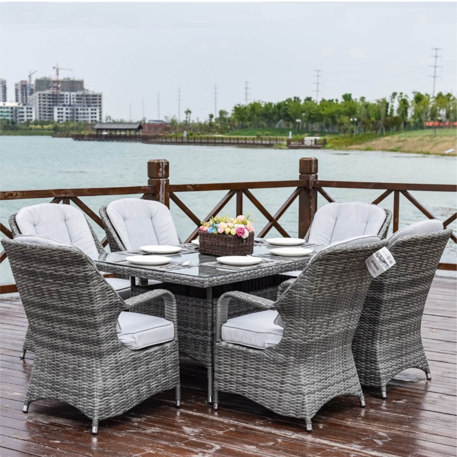 6-Seat Outdoor Dining Set with Rectangular Dining Table(PAD-1712-SET)