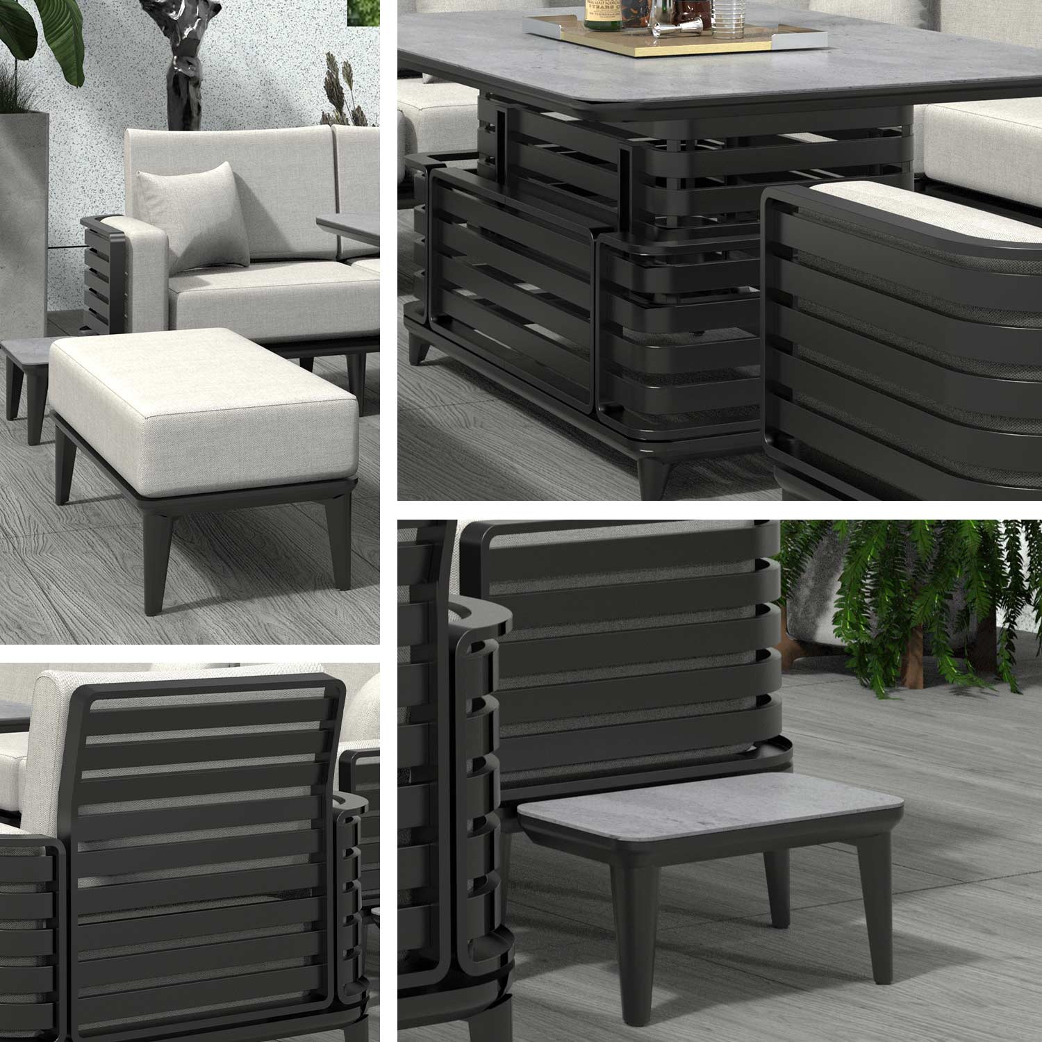 Pre-order Abrihome 9-Pieces Patio Garden Aluminum Seating Set with Armchairs