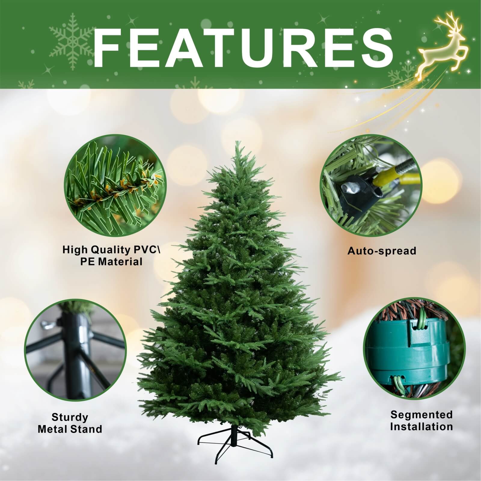 7FT Artificial Christmas Tree with Realistic PE PVC(PJT-2504-7FT)