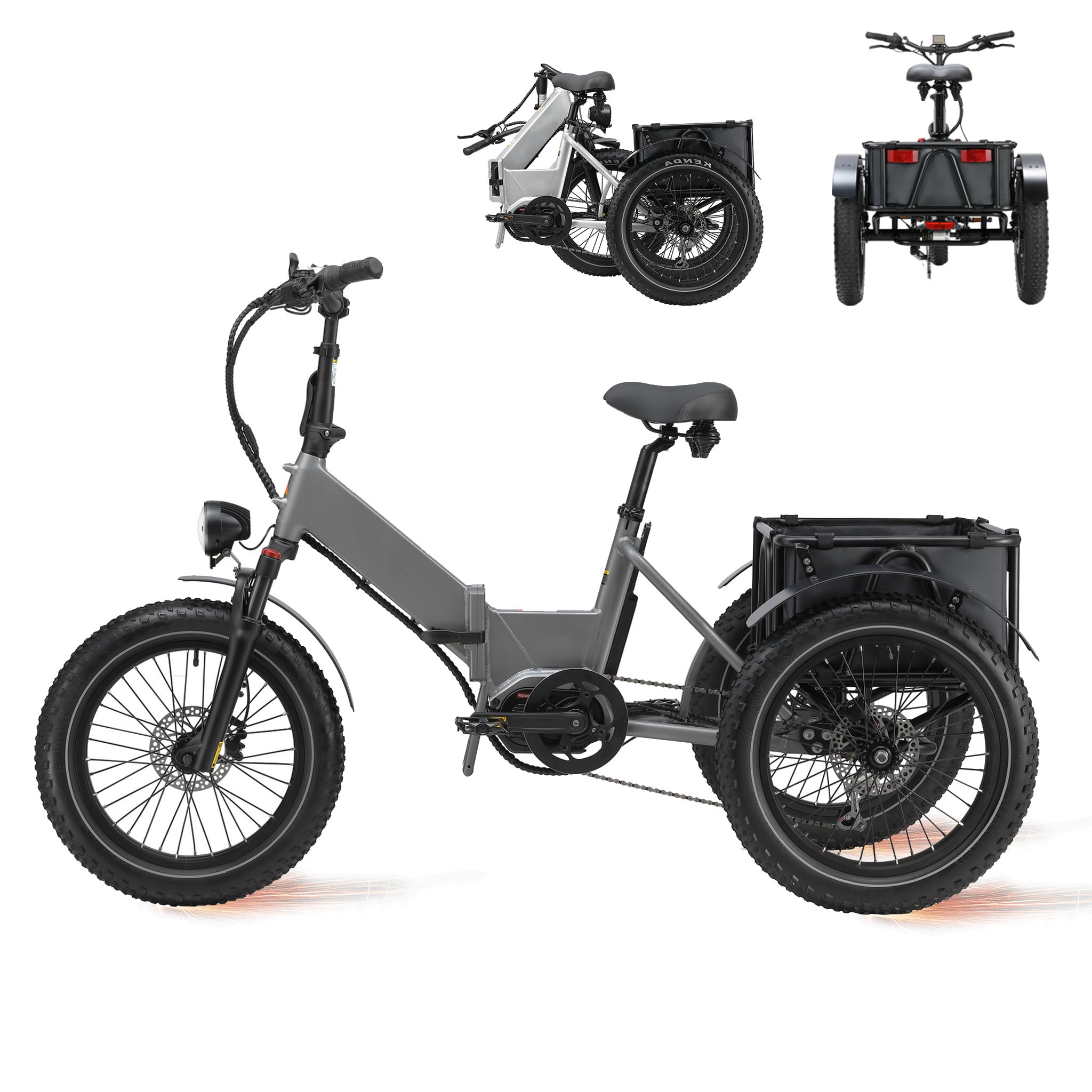 The latest 2024 electric tricycle/trike, mid-drive 750W motor, 10 Ah LG battery, cargo transportation - Abrihome A8PRO