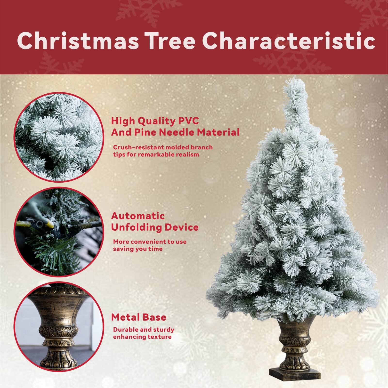 4FT Snow-Flocked Mini Christmas Tree(PJT-2508)