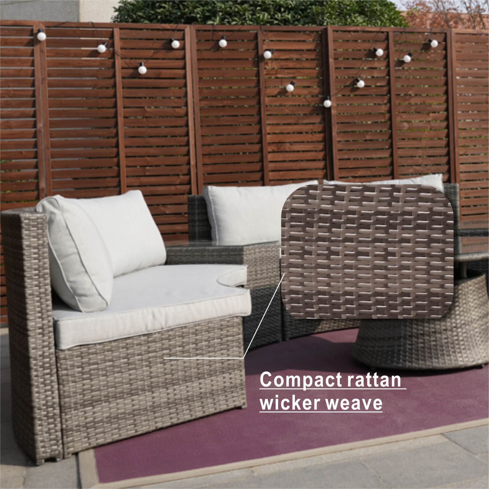 6-Piece Semi-Circular Outdoor Sofa Set with Round Coffee Table (PAS-1205B)