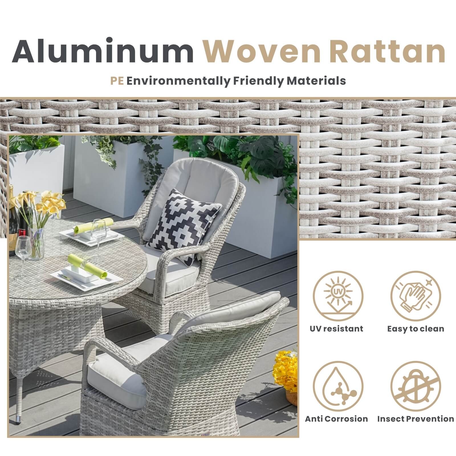 4-Seat Patio Dining Set with Round Table (PAD-1709-SET)