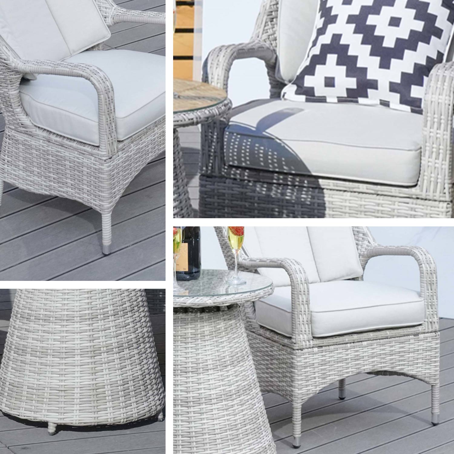 Abrihome 3-Pieces Dining Table with Rattan Chairs (PAD-1708-WH)