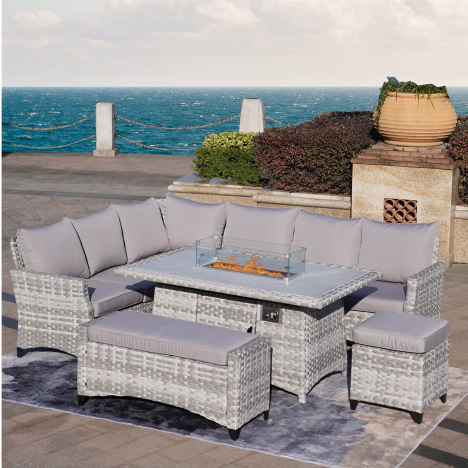 5-Piece Outdoor Lounge Set with Fire Pit Table (PAF-2001)