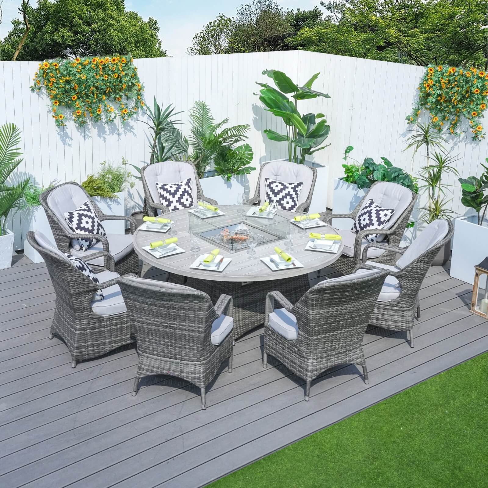 Outdoor Round Fire Pit Set for 8-Person Seating (PAG-1108A-SET)