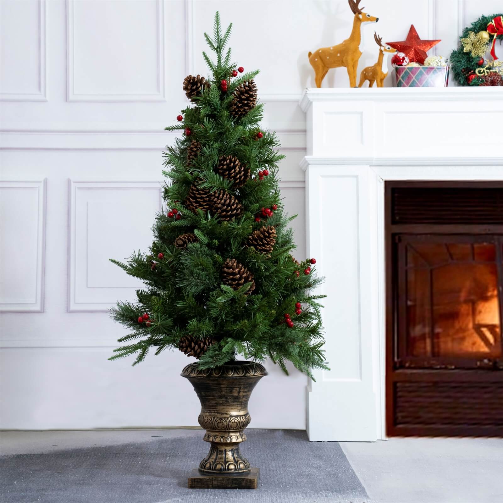 4FT Artificial Christmas Tree with Pinecones & Red Berries(PJT-2509-4FT)