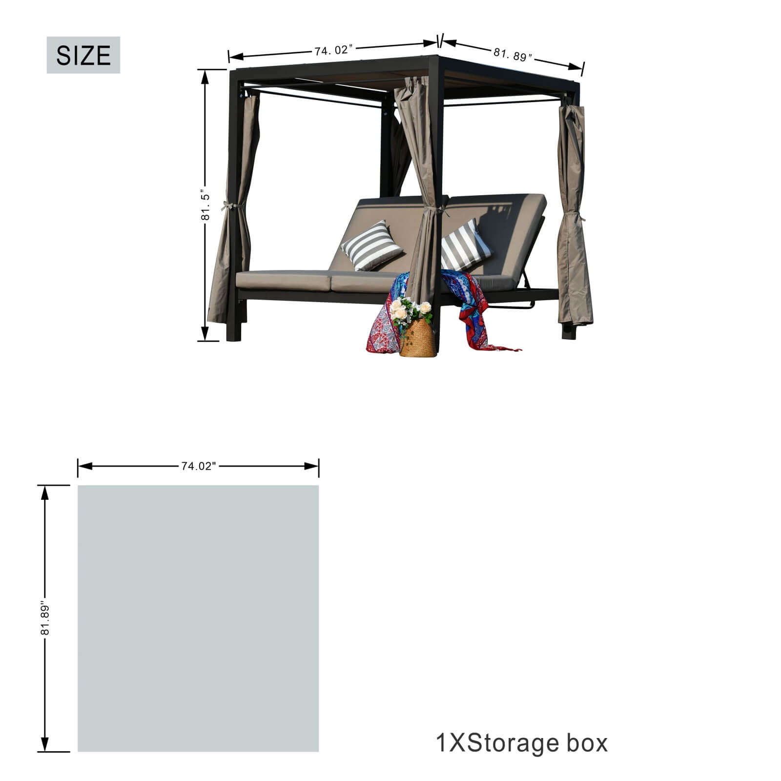 Outdoor Daybed with Canopy (PAL-1129B)