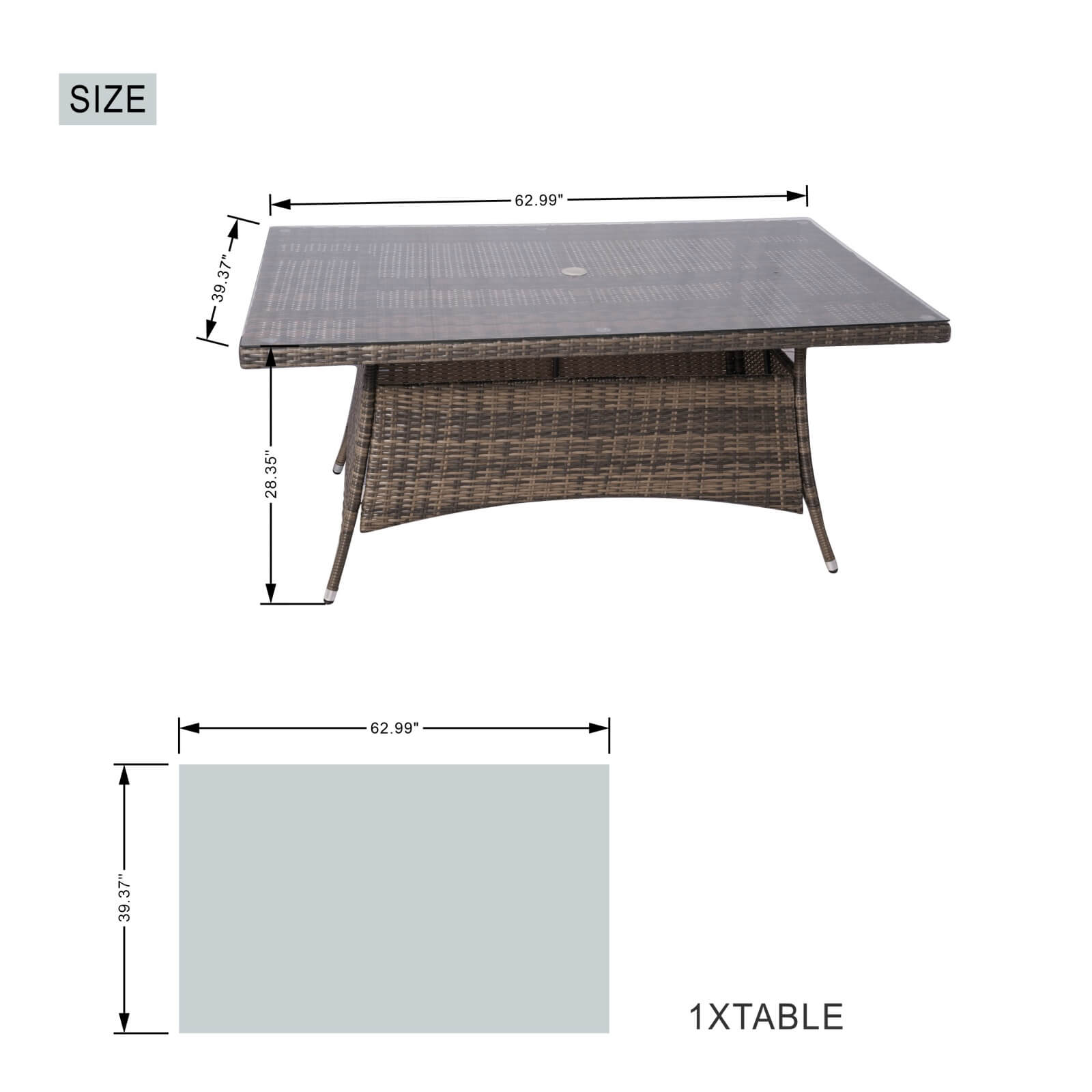 6-Seat Outdoor Dining Set with Rectangular Dining Table(PAD-1712-SET)
