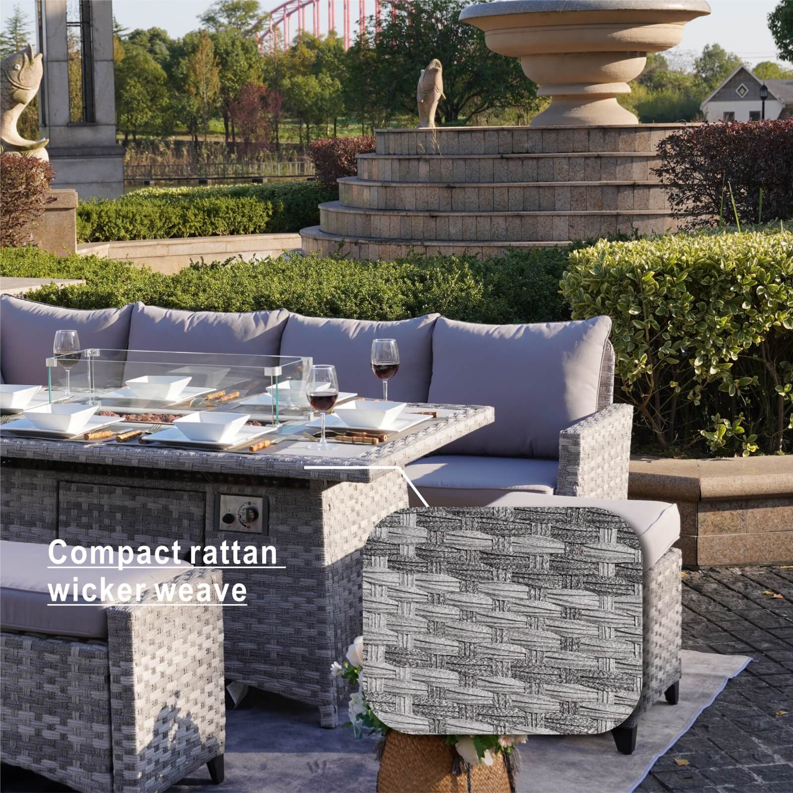 5-Piece Outdoor Lounge Set with Fire Pit Table (PAF-2001)