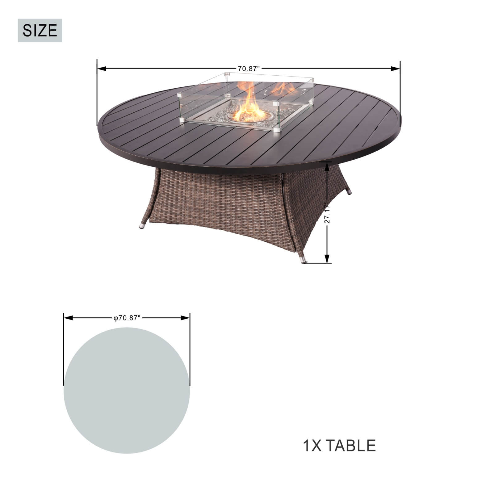Outdoor Round Fire Pit Set for 8-Person Seating (PAG-1108A-SET)
