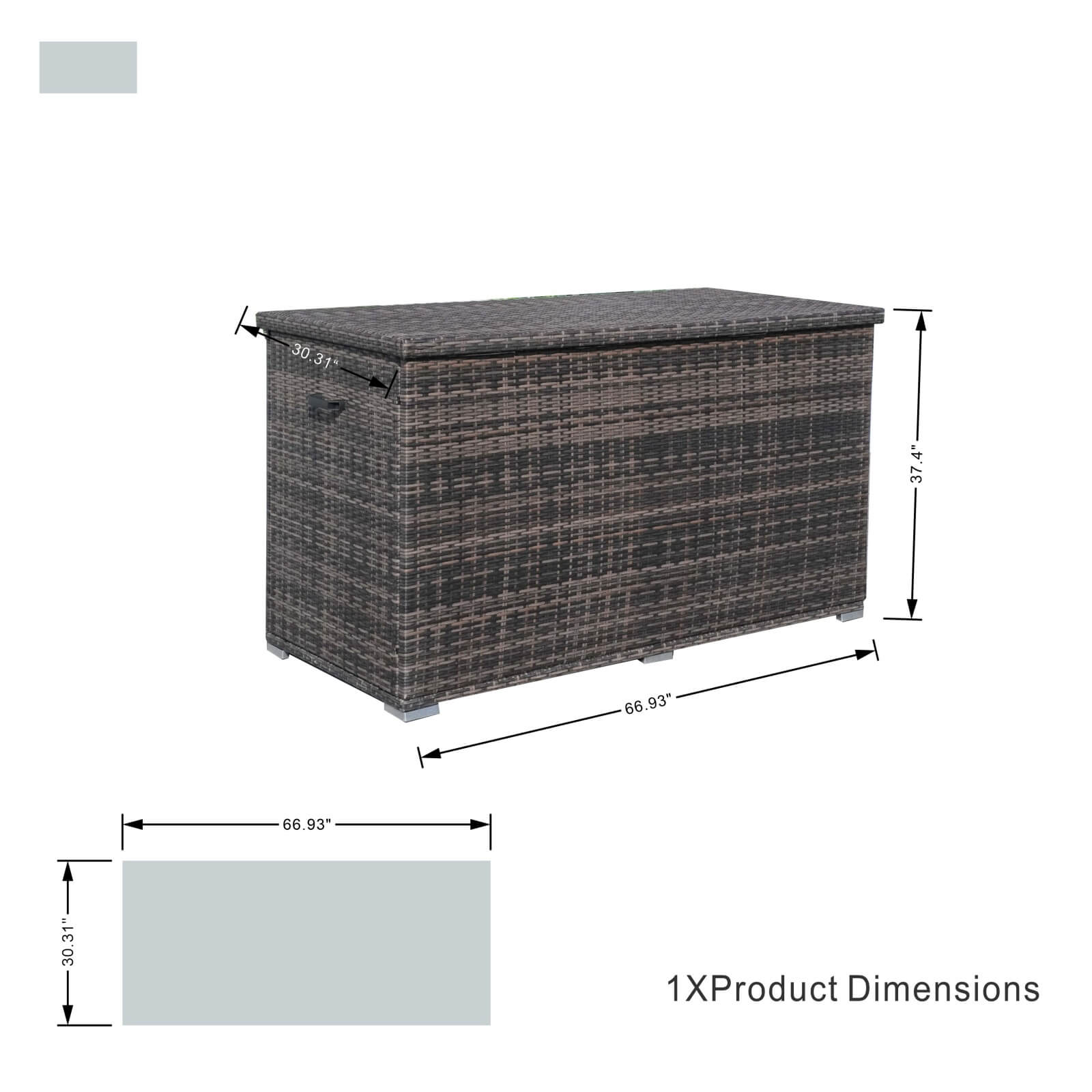 Large Outdoor Wicker Storage Box with Aluminum Frame(PA-3256B)