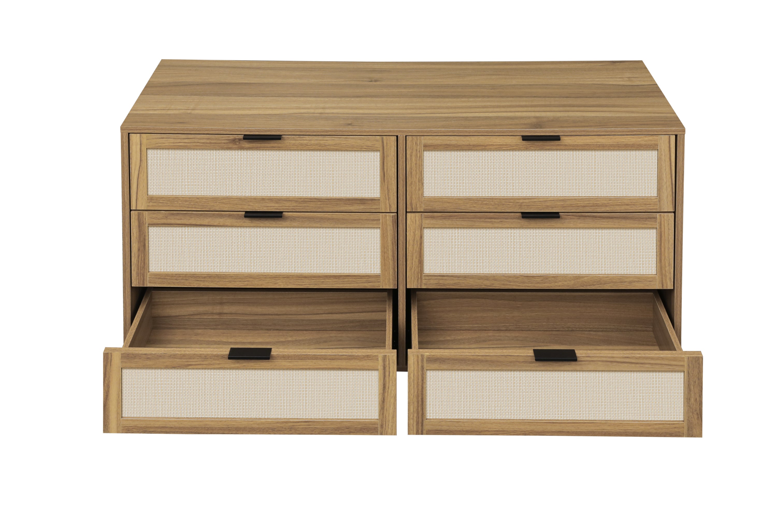 Modern 6 Drawer Dresser Wood Cabinet (Walnut)