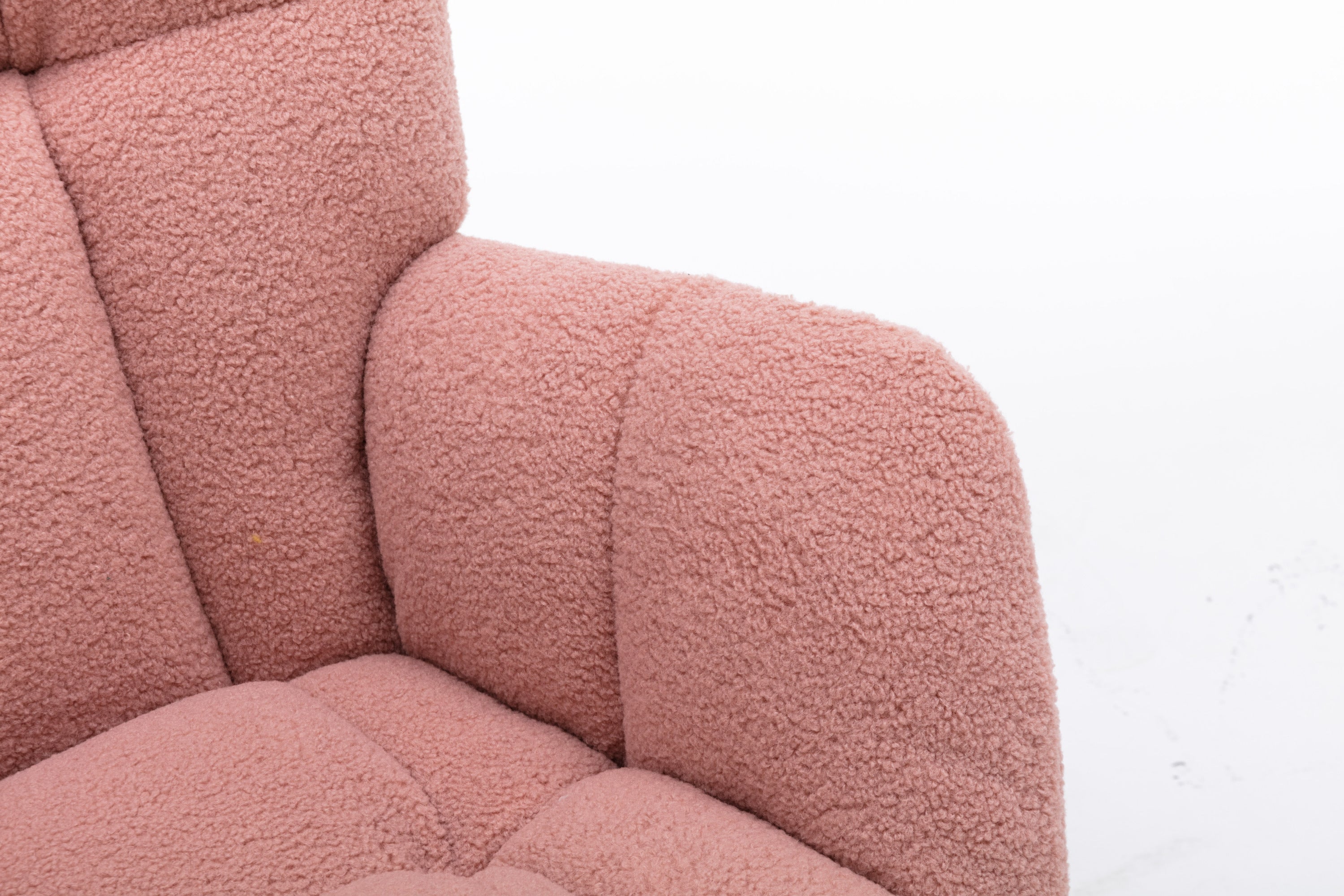 Mid Century Modern Teddy fabric Tufted Upholstered Rocking Chair Padded Seat for Living Room Bedroom,Pink