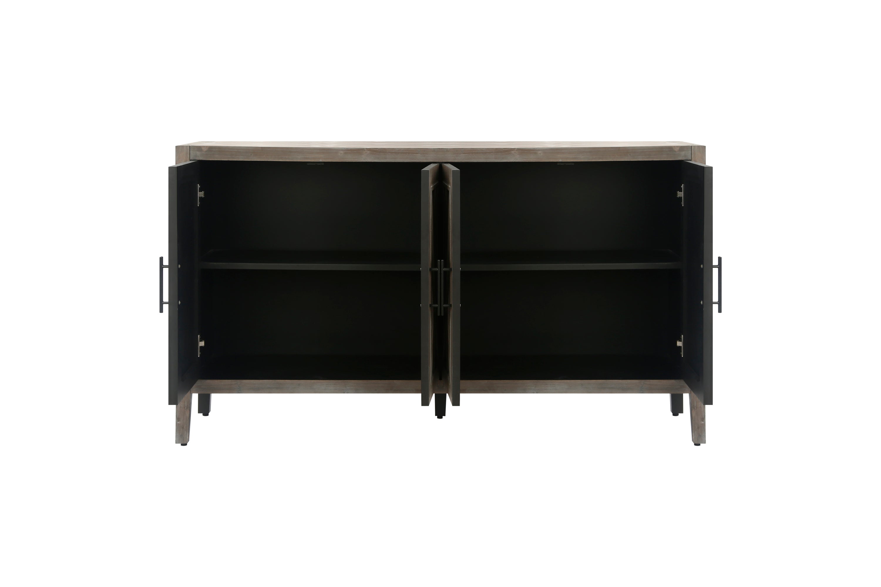60 inches Modern Farmhouse Accent Cabinet with 4 Doors and Adjustable Shelf Wood Sideboard Buffet Cabinet Console Table Credenza Buffet Table for Kitchen Dining Room Entryway Hallway(Antique Brown)