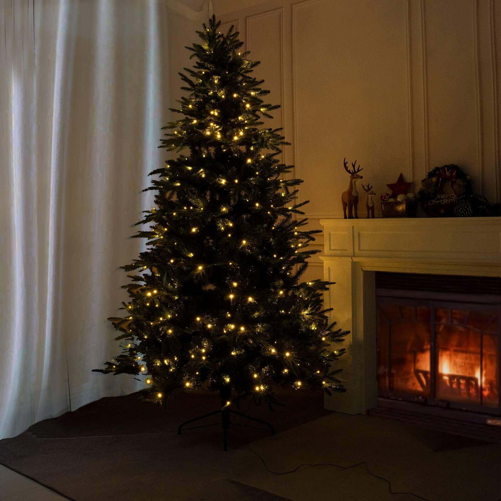 6FT Artificial Christmas Tree with Optional Pre-Lit LED Lights(PJT-2503-6FT)