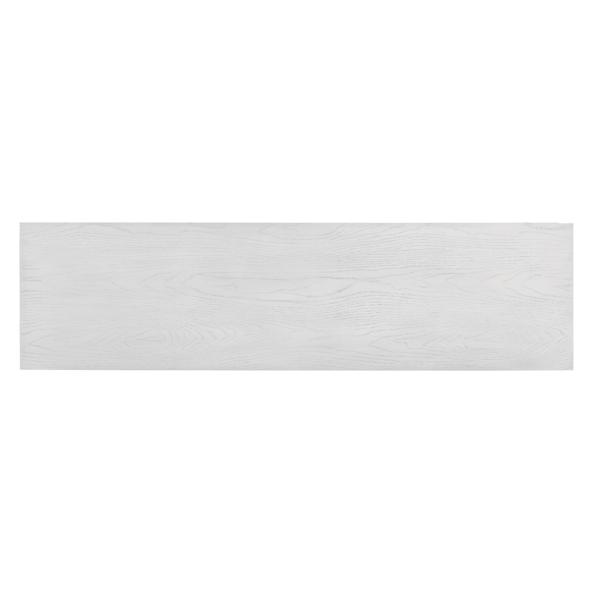 TREXM Vintage Distressed 4-Door Sideboard with Adjustable Shelves and Geometric Pattern for Dining Room, Kitchen and Living Room (Antique White)