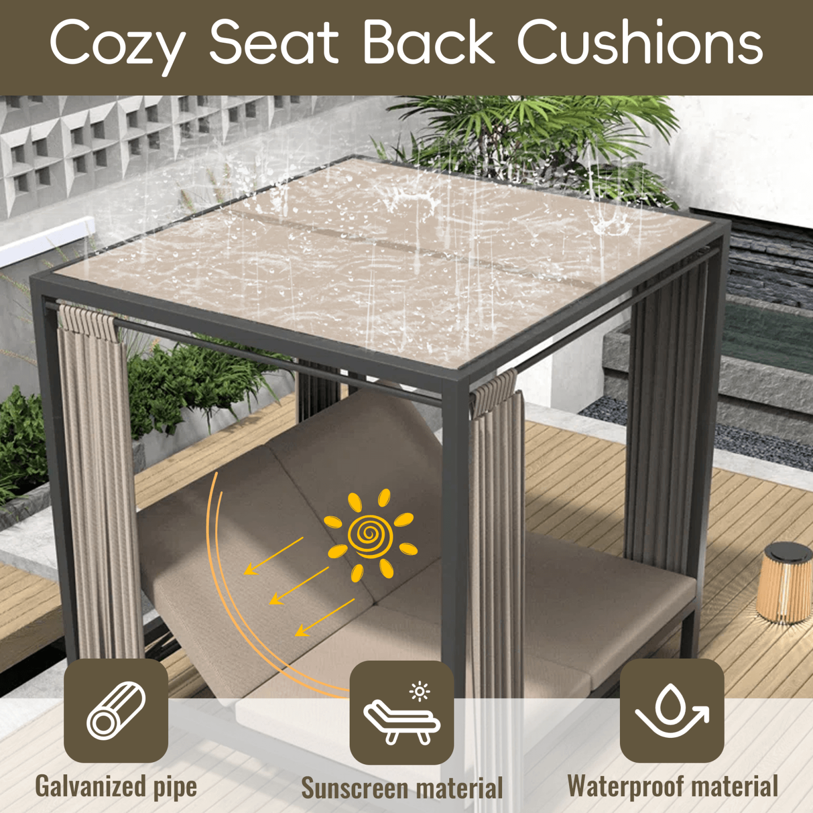 Outdoor Daybed with Canopy (PAL-1129B)