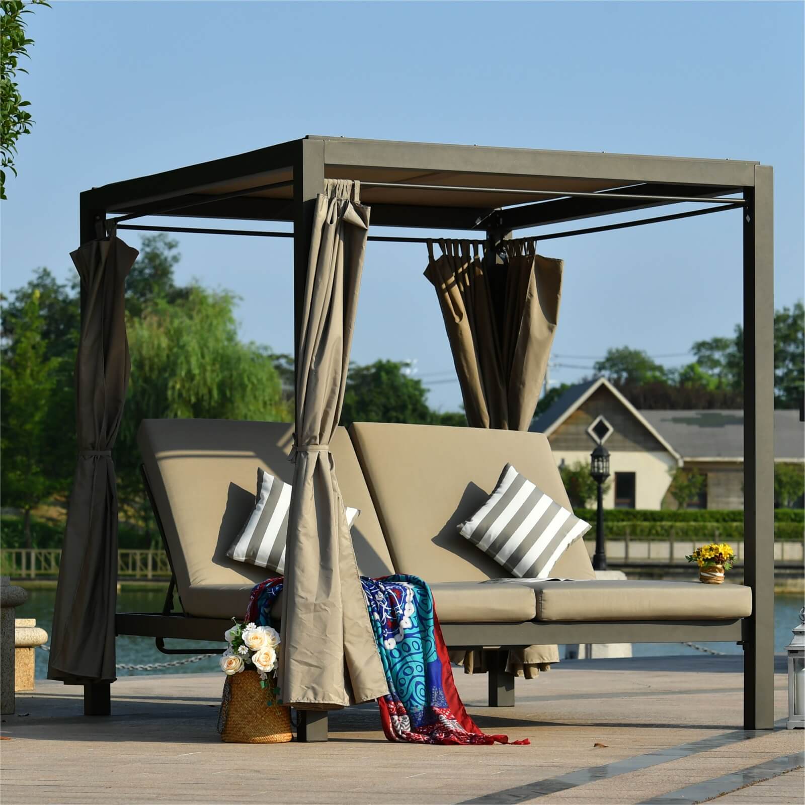 Outdoor Daybed with Canopy (PAL-1129B)