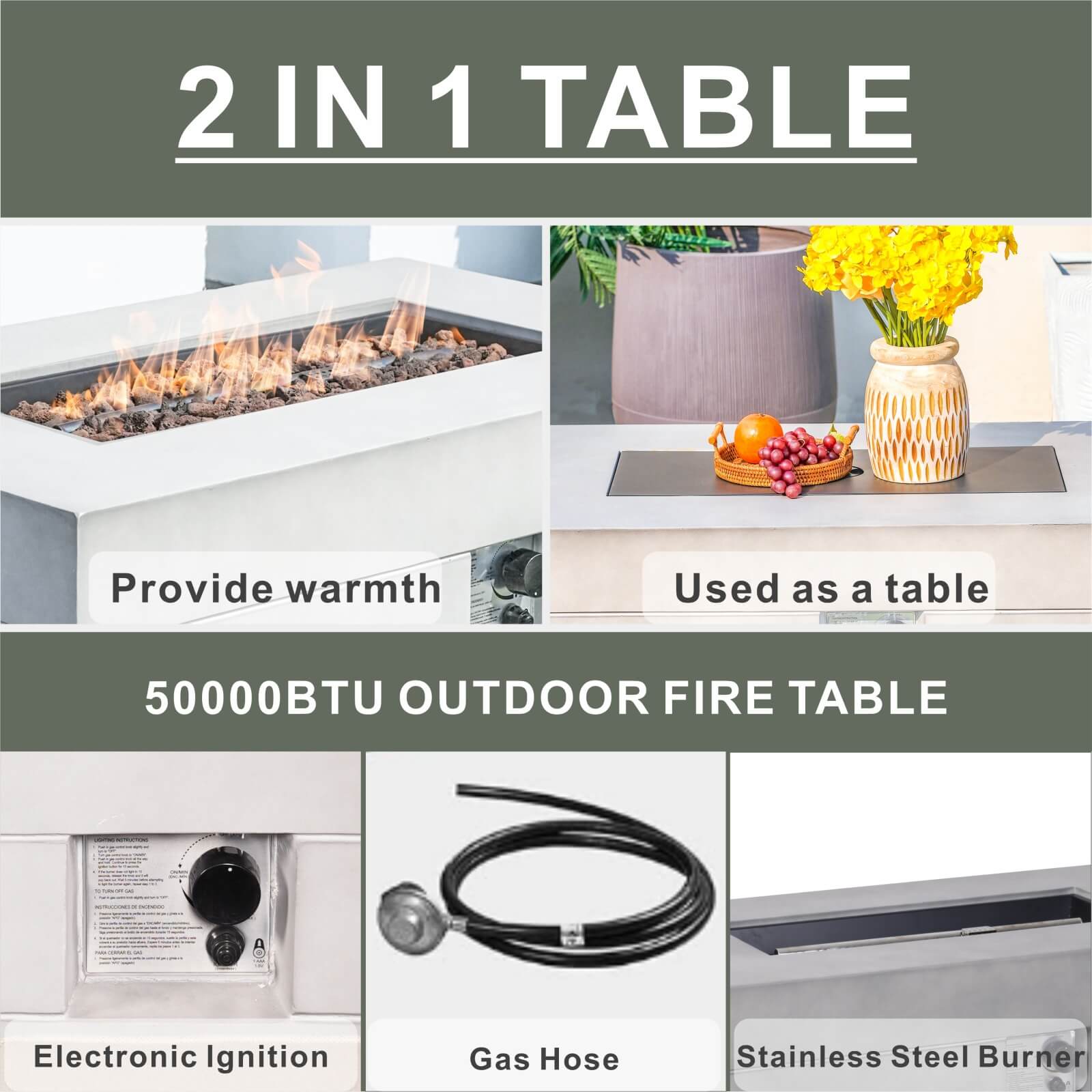 7-Piece Outdoor Conversation Set with Rectangular Fire Pit Table (PAS-1403B+2150)