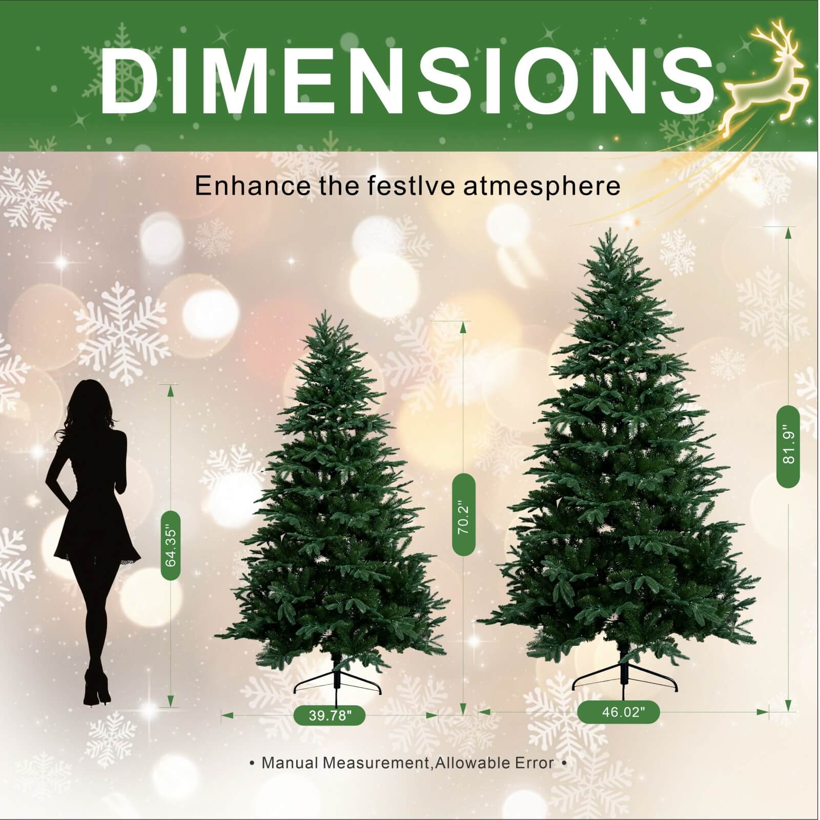 6FT Artificial Christmas Tree with Optional Pre-Lit LED Lights(PJT-2503-6FT)