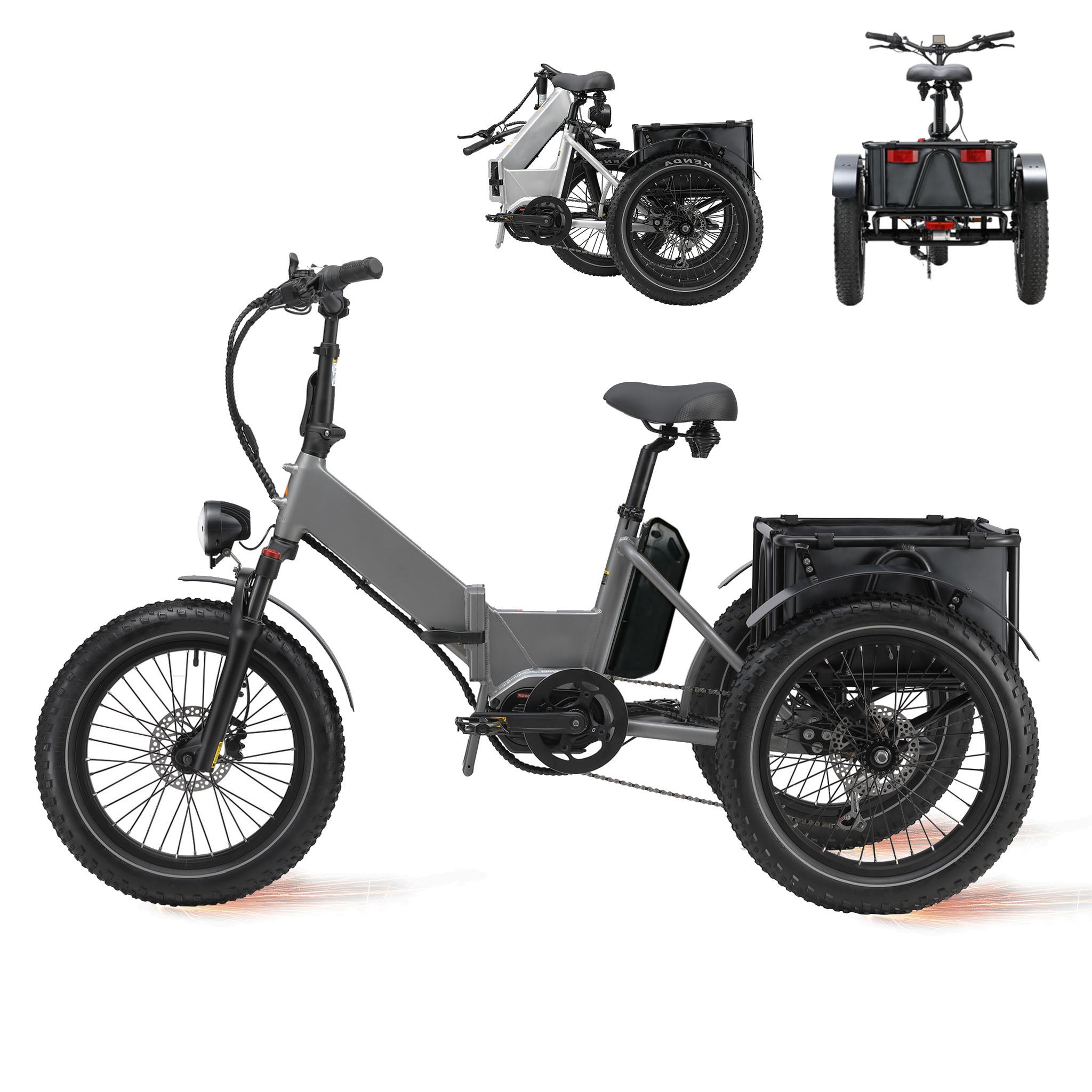 The latest 2024 electric tricycle/trike, mid-drive 750W motor, 24 Ah LG battery, cargo transportation - Abrihome A8PRO-S
